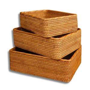 Rustic Wicker <b>Basket</b> for Hotel and Restaurant Handmade Storage and Serving <b>Tray</b> Collection - Product Image 1