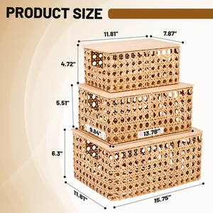 Lot de 3 paniers de rangement en rotin tissé à la main - Product Image 6