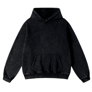 <b>Black</b> Color Cotton <b>Fleece</b> Men's Heavyweight 100% Custom Logo Pullover Hooded Sweatshirt Winter Sport Streetwear Breathable - Product Image 1