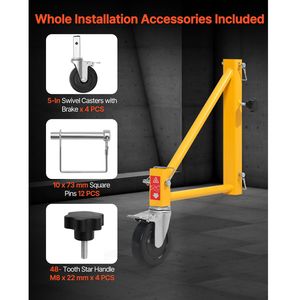 Paquete de 4 Patas de Apoyo para Andamios Estilo Baker con Capacidad de Carga de 450 kg, Acero al Carbono, Accesorio SC, Acoplador SC, Ruedas Giratorias - Product Image 3