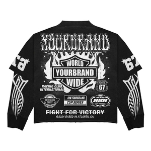 Long sleeve double arm shirts wholesale unisex distressed shirts rhinestone work on shirts best manufactured double layer tshirt - Product Image 5