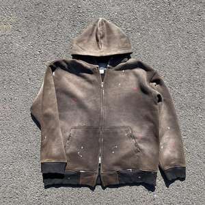 Nesta Sports – Sweat à capuche zippé surdimensionné pour homme, style streetwear, délavé à l'acide, imprimé numérique vieilli avec détails rivets et strass - Product Image 5