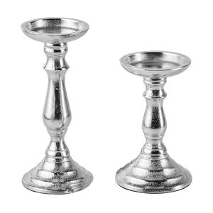 Candelabro Hecho a Mano para Decoración del Hogar, Color Plateado, Acabado en Aluminio Fundido, Portavelas Hecho a Mano Personalizado S/2 - Product Image 5