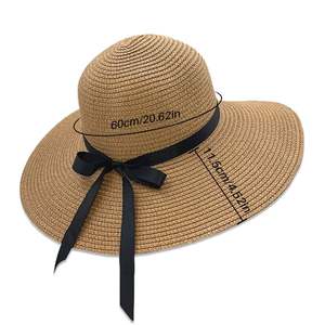 Sombrero de Sol Unisex de Ala Ancha de Algodón con Lazo Negro, Estilo Casual de Playa para Adultos, Color Sólido, Ajustable, para las Cuatro Estaciones, Vintage, de Lujo - Product Image 4