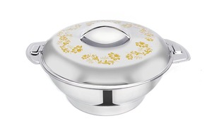 Olla de metal tradicional india con una impresionante tapa estampada para servir arroz, dal sabzi y salsas. - Product Image 5