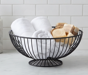 Moderna Cesta de Almacenamiento de Alambre Metálico con Acabado Negro, Frutero Decorativo Multiusos, Elegante Adorno de Cocina - Product Image 4