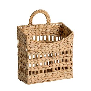 14.2\" Water Hyacinth <b>Square</b> Hanging Woven <b>Basket</b> with Handle - Product Image 1