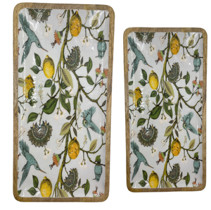 High Quality <b>Wooden</b> Enamel Print Food & Fruits Serving Tray Floral Design Vibrant Color <b>Palette</b> Design For Home Hotel Party Use - Product Image 5