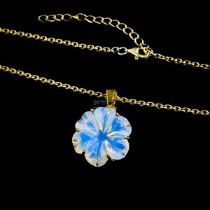 Colgante de flor de opalita AAA tallado a mano, collar de cristal con flor para mujer, colgante de piedra preciosa de opalita natural para mujer, venta al por mayor - Product Image 6