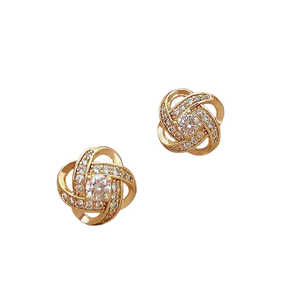 Boucles d'oreilles en cristal avec nœud papillon doré pour femmes, à porter au quotidien - Product Image 3