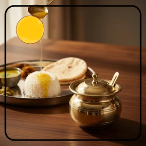 Tarro de Almacenamiento de Especias de Latón Hecho a Mano con Tapa y Cuchara, Contenedor Metálico Dorado Decorativo, Caja de Especias India para Sal y Ghee - Product Image 4