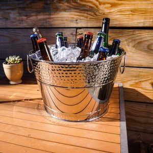 Ice bucket brushed metal ice bucket indoor party bucket luxury <b>table</b> accessory sophisticated bar accessory minimalist ice bucket - Product Image 3