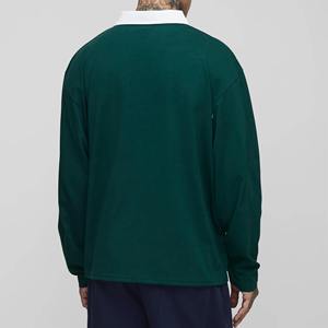 Chemises polo à manches longues en jersey rayé à blocs de couleur en coton de haute qualité avec logo brodé personnalisé 2026 - Product Image 6