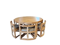 NOVA NEST Massivholz Handgefertigter Multifunktionaler Runder Klappbarer Esstisch MANGO-HOLZ Nest-Essgruppe