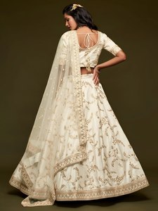 Luxury Ivory Gold Embroidered Bridal Lehenga Choli Set with Dupatta | Designer Wedding Wear Lehenga for Women - Product Image 5