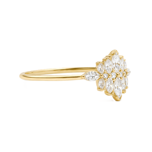 Fine <b>Ring</b> IGI Certified Minimalist Marquise Round Lab Diamond 14K 18K Solid Gold Floral Design <b>Statement</b> <b>Ring</b> Wedding Band <b>Ring</b> - Product Image 2