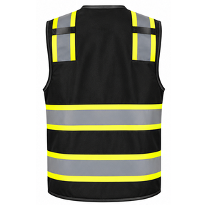 Chaleco de seguridad negro de alta visibilidad, reflectante, para trabajadores de carreteras, fabricante personalizado, ropa de trabajo al por mayor, uniforme de protección. - Product Image 2