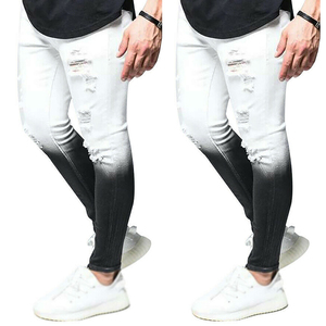Pantalones Vaqueros Ajustados para Hombre, con Degradado de Color, Cintura Elástica, Casuales, Ligeros, Transpirables, de Algodón y Elastano, Estilo Veraniego - Product Image 5
