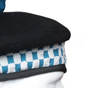 Chapeau écossais traditionnel fait main noir et bleu ciel 100 % laine Balmoral Diced Hats – Meilleure vente - Product Image 4