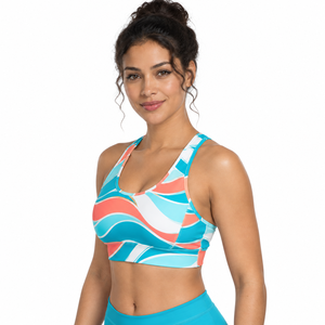 Women's <b>Racerback</b> Sports <b>Bra</b> Geometric Print Breathable Medium Support Fitness Wear Scoop Neck Spandex Polyester - Product Image 5