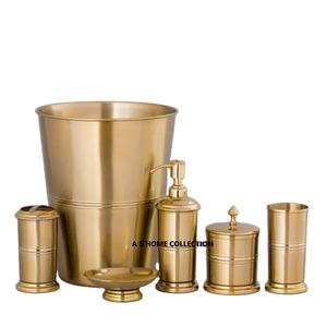 Nouvelle vente directe en usine ensembles de salle de bain décoratifs en métal plaqué or 6 pièces pour hôtel - Product Image 1