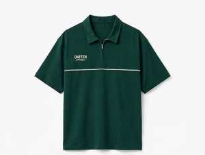 Camiseta de Golf de Manga Corta con Cierre para Hombre ONETEN APPARELS, Verde Sólido, Logotipo Bordado, Poliéster, Tejido de Punto, Secado Rápido, Informal - Product Image 4
