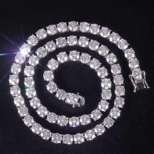 Cheap Price Ready Ship Rhodium Moissanite Diamond Tennis <b>Chain</b> Necklace Hip Hop Iced Jewelry <b>VVS</b> Moissanite <b>Chain</b> Party Gift - Product Image 4