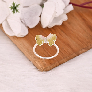 Good Quality 925 Sterling Silver Natural Bio Tourmaline Minimalist Jewelry <b>Butterfly</b> Ring Custom Design Wedding Ring for Women - Product Image 5