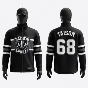 Sweat à capuche unisexe pour l'entraînement au hockey sur glace, en polaire 280 GSM, polyester interlock, noir et blanc, logo personnalisé par sublimation, poche - Product Image 1