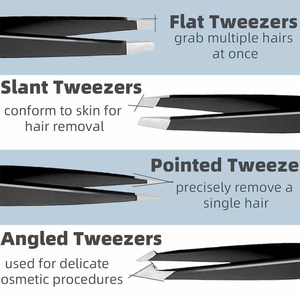 4 Piece Eyebrow Tweezers Set Stainless Steel Facial Hair Remover Ingrown Hair Plucking <b>Tool</b> with Carrying <b>Case</b> - Product Image 3