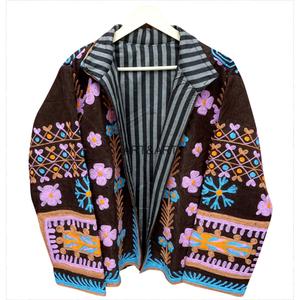Eco-Friendly Quick Dry for Winter/Autumn Corduroy Floral Embroidery <b>Jacket</b> with Cotton Lining Breathable - Product Image 3