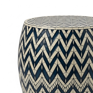 Taburete de Tambor de Diseño Industrial Hecho a Mano de MDF y Madera Maciza con Patrón Chevron, Personalizable al por Mayor para Dormitorio, Escuela o Entrada - Product Image 3