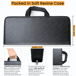 Kit de herramientas para herrar caballos de 6 uds. Cuchillo de pezuña de hoja recta, remachador de mandíbula de cocodrilo, pinza, extractor y herramienta de pezuña de amortiguación con bolsa de transporte - Product Image 5
