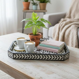 Elegante Bandeja Moderna con Incrustaciones de Hueso, Hecha a Mano, Móvil, de Calidad Premium, Decorativa para el Hogar, por Tradebyd - Product Image 2