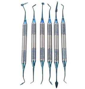 Juego de 6 Instrumentos Dentales de Acero Inoxidable con Punta Recubierta de Titanio Azul para Rellenos de Composite, Herramientas Quirúrgicas Manuales - Product Image 4