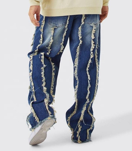 <b>Men's</b> Premium Vintage Style Flare Wide Leg Denim <b>Jeans</b> Custom Panel Design Grey Washed Tinted Paneled 100% Cotton Custom ODM/OEM - Product Image 1