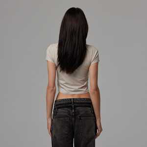 Camiseta Corta Personalizada para Mujer, Estilo Y2K, Ajustada, 95% Algodón, 5% Elastano, Suave y Elástica, Manga Corta, Informal, Estilo Urbano, OEM - Product Image 2