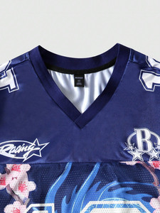 Camiseta de Fútbol Americano con Estampado Personalizado, Cuello en V, Malla Oversize, Gráficos por Sublimación, Fabricante OEM ODM al por Mayor - Product Image 3