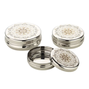 Boîte à chapati en acier inoxydable en gros avec couvercle, forme ronde, émaillée, pour usage domestique et hôtelier - Product Image 2
