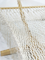 Fauteuil suspendu en macramé JNC, tissé à la main en coton et polyester, minimaliste, blanc, durable, écologique, pour extérieur, villa, hôtel, balcon, salon