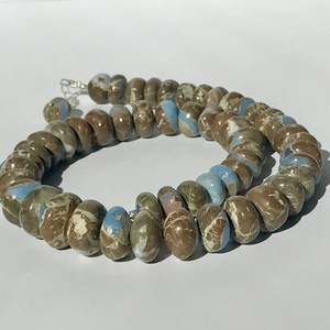 Oregon Opal Beaded Strand Hand Carved 925 Sterling Silver Blue Stone Bracelet October Birthstone Gift - Product Image 5