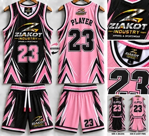 Vente en gros directe ZIAKOT INDUSTRY Maillot de basket authentique rétro personnalisé rose clair blanc-vert - Product Image 1