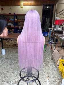 Venta al por mayor de pelo humano púrpura 2x4 2x6 4x4 HD Frontal de encaje completo Peluca de Pelo Liso para las mujeres de longitud larga peluca con malla frontal - Product Image 6
