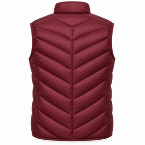 Gilet matelassé bordeaux pour homme, col montant, coupe-vent, en coton, sans manches, fermeture éclair, écologique, respirant, séchage rapide - Product Image 2