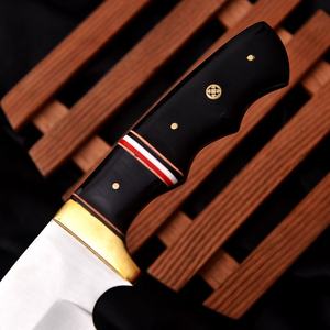 Couteau de combat d'extérieur en acier inoxydable poli miroir, manche en bois noir, lame pleine longueur, pointe tombante, couteau utilitaire de camping OEM en gros - Product Image 4