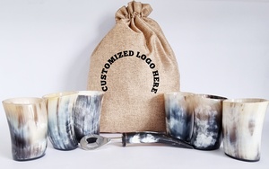 Vasos de chupito de cuerno para beber naturales hechos a mano, artesanía Vintage inspirada en vikingo DE LA India, Idea de regalo novedosa - Product Image 2