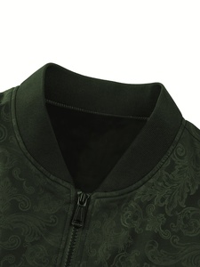 เสื้อแจ็คเก็ตบอมเบอร์ลายเพสลีย์สีเขียวสำหรับผู้ชาย คอตั้ง ซิปหน้า สวมใส่สบาย น้ำหนักเบา - Product Image 4