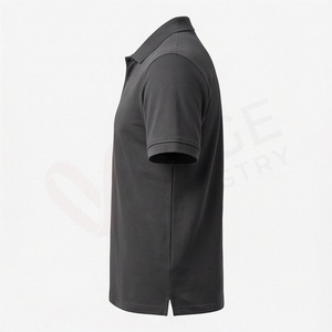 Polo en coton Oxford à manches courtes pour homme, noir, logo brodé, décontracté, respirant, coupe classique, design uni - Product Image 3