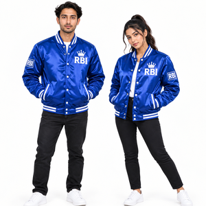 Patchs brodés personnalisés, broderie vintage 3D, veste varsity en satin, haute qualité, 100% polyester, séchage rapide, personnalisable pour homme - Product Image 1