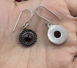 Hot Selling <b>Garnet</b> Gold Plated <b>Earring</b> Handmade Brass Round Gemstone <b>Earring</b> Fashion Statement Jewelry For Women - Product Image 4